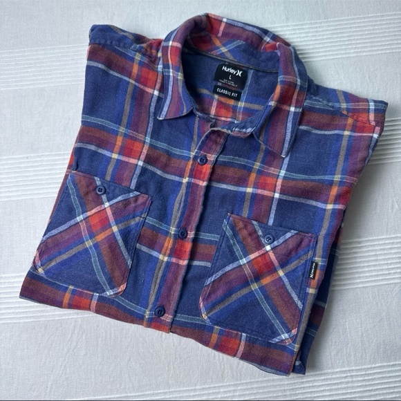 Hurley Other - Hurley Men's Classic Fit Plaid Shirt in Blue and Red